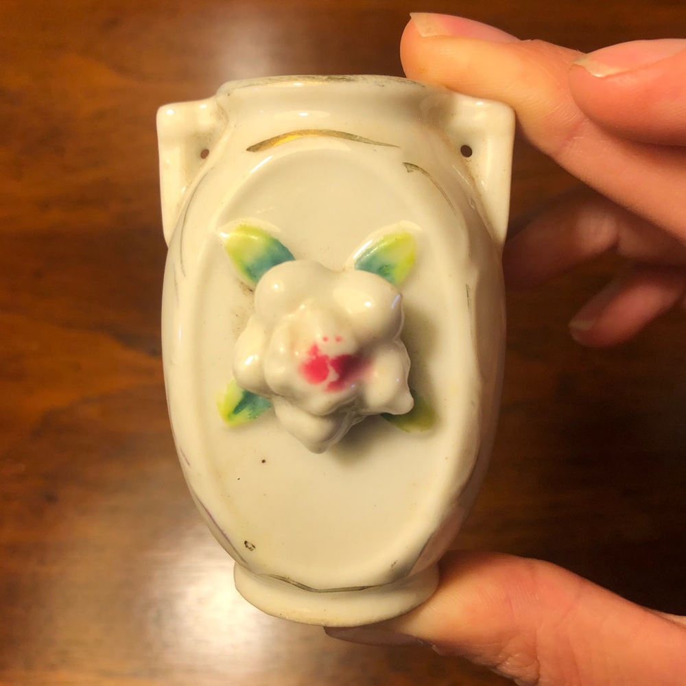 Vintage Mini Floral Vase Tiny Collectible Made in Japan